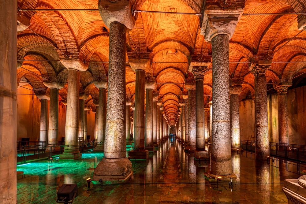 Basilica Cistern illuminated columns