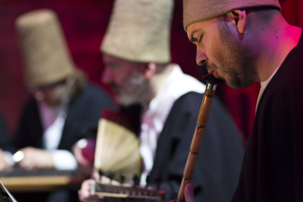 Galata Mevlevihanesi ensemble of musicians performing the Mevlevi Sema ceremony